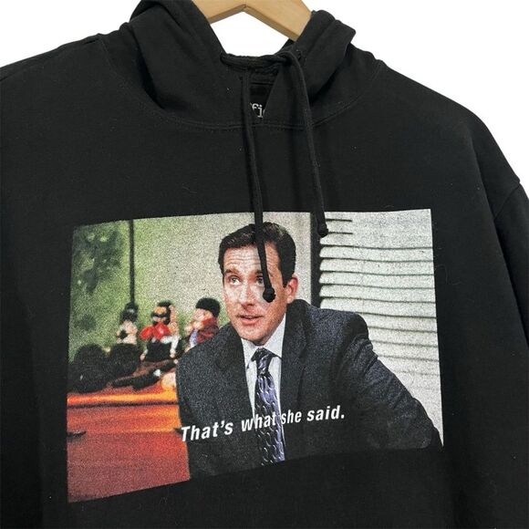 The Office Black Graphic Hoodie That’s What She Said Pullover Hooded Sweatshirt - Picture 2 of 5